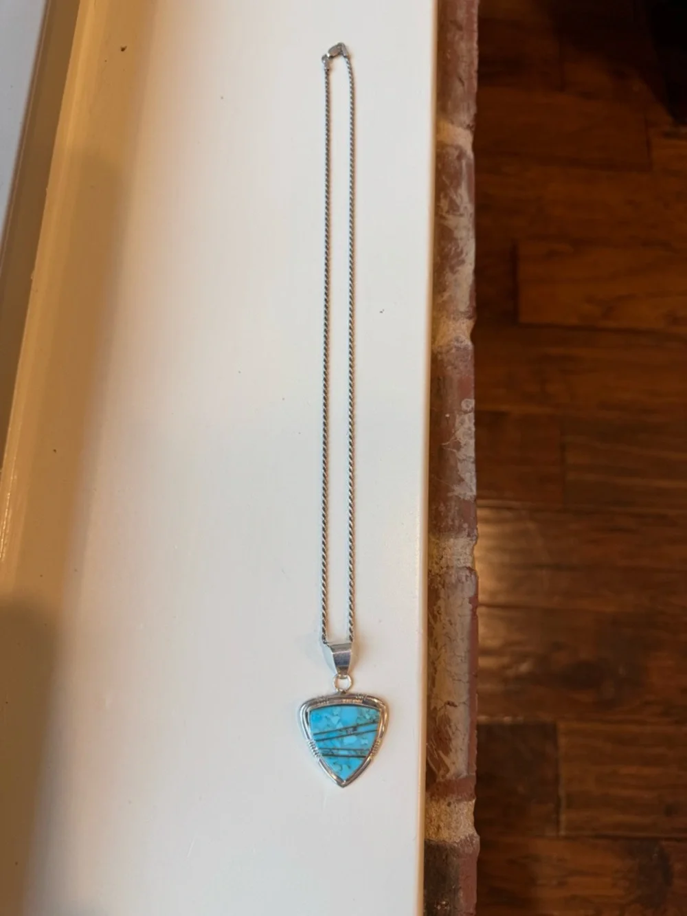 💥 For Traci! Navajo Artisan Steve Francisco 925 Turquoise Inlay Pendant Necklace - Picture 6 of 16
